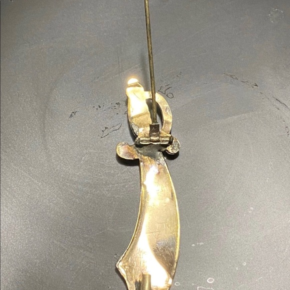 Victorian Antique Gold Filled Etched Scimitor Sword Pin Brooch - Picture 8 of 8
